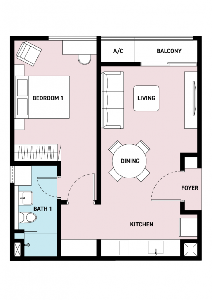 1 bedroom 549 sq ft (type B)