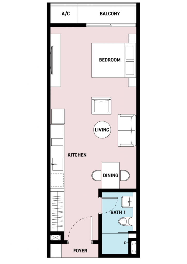 Studio 463 sq ft (type A)