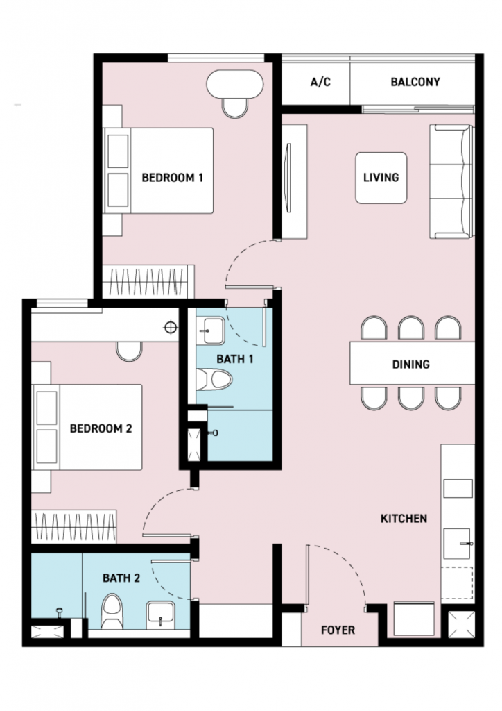 2 bedroom 818 sq ft (type d)